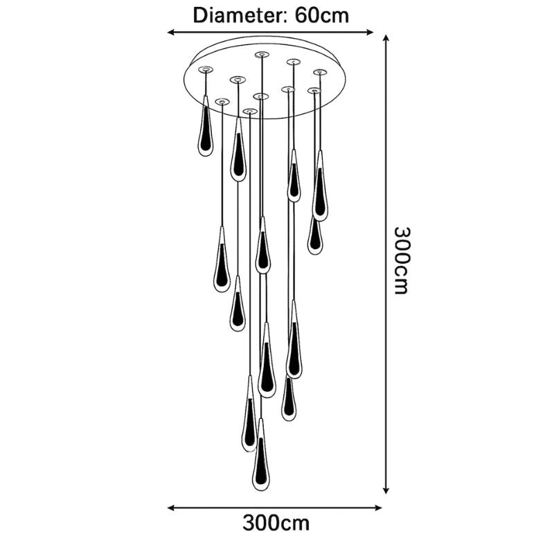 lustre goutte d'eau en cristal pour décoration intérieure - vue 13 sur 16
