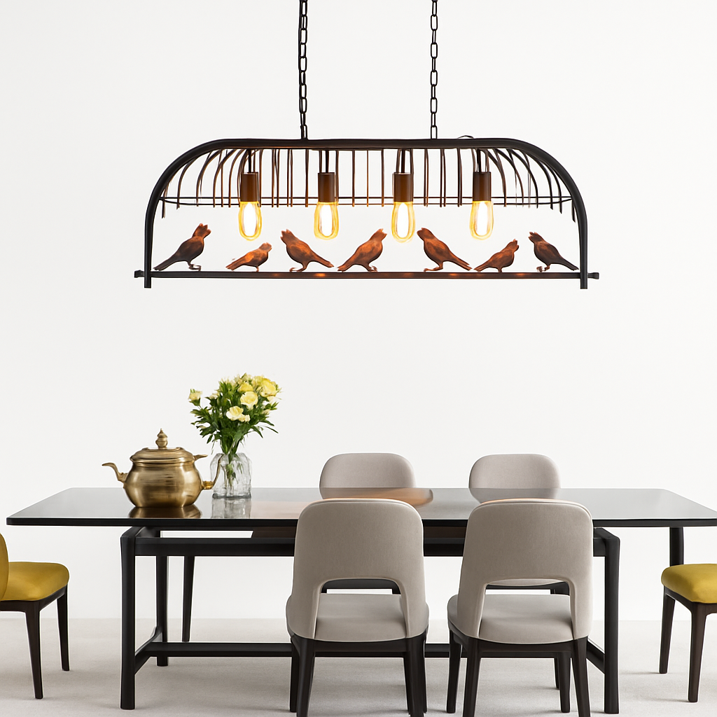 lustre industriel rétro oiseau créatif en fer pour loft restaurant bar - vue 4 sur 9