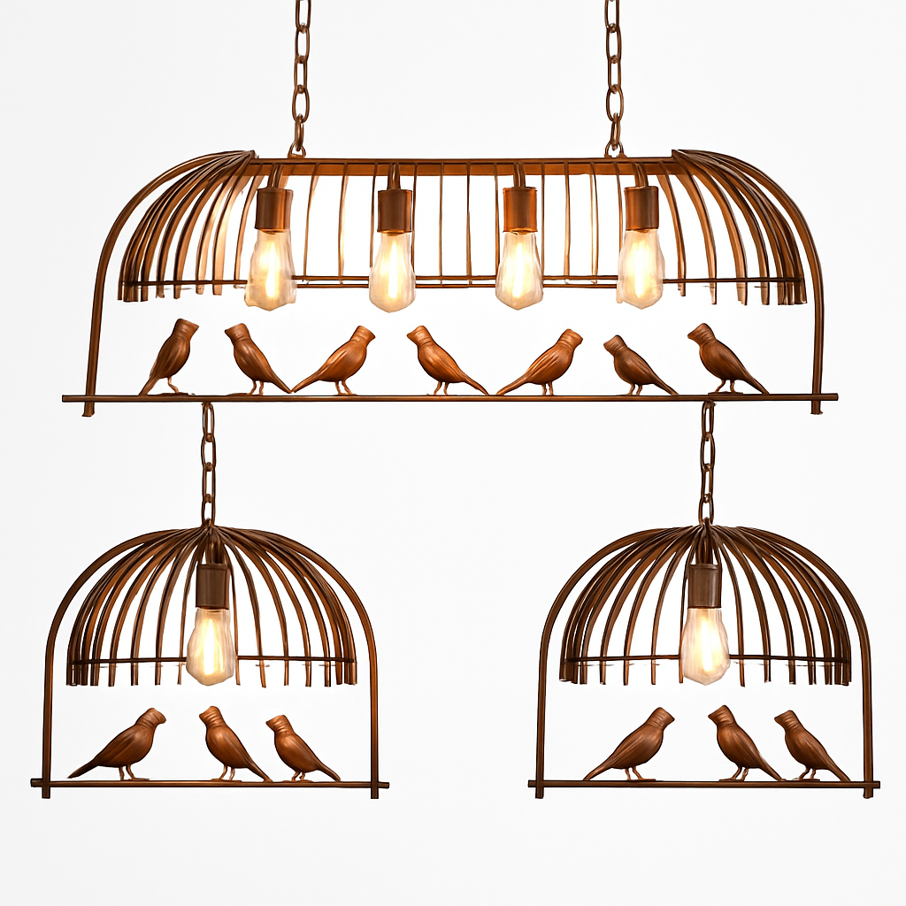 lustre industriel rétro oiseau créatif en fer pour loft restaurant bar - vue 5 sur 9