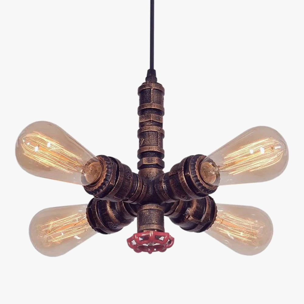 lustre industriel vintage en tuyau d'eau style steampunk led