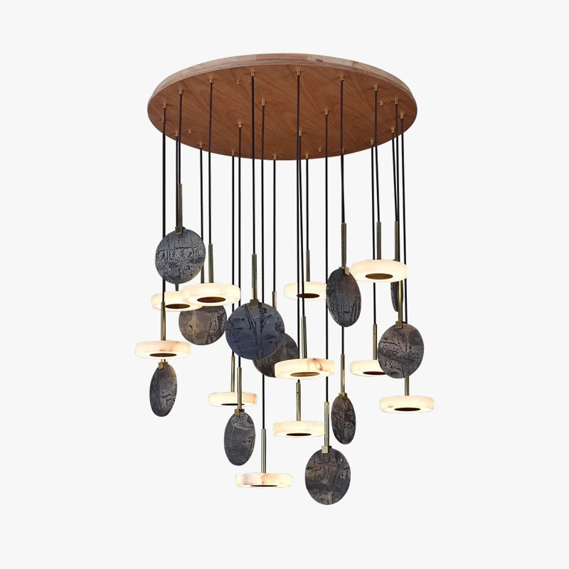lustre led art déco en bois et marbre design élégant et moderne