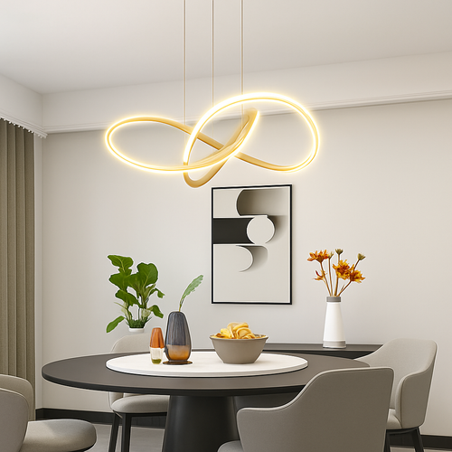 Lustre led design moderne doré