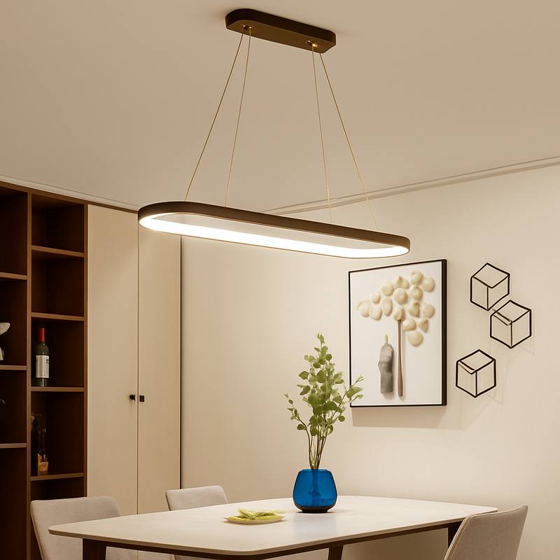 Lustre LED design suspendu en arrondi aluminium
