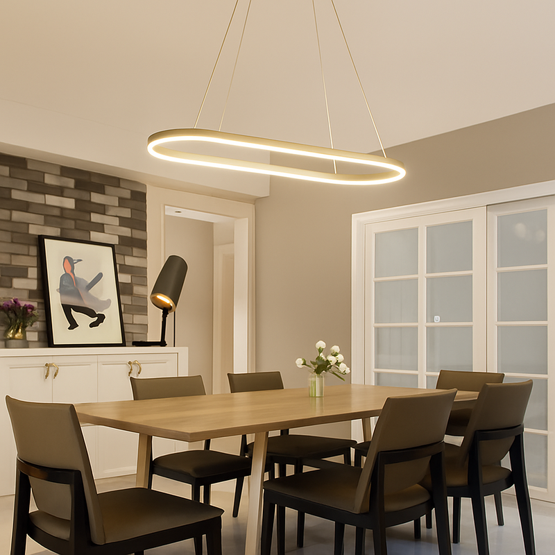 Lustre LED design suspendu en arrondi aluminium