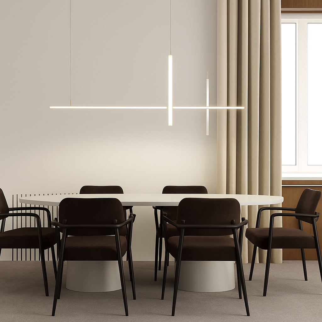 Lustre led dimmable noir minimaliste moderne - vue 7 sur 12