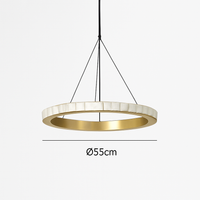 Lustre LED marbre acier inoxydable or noir rond