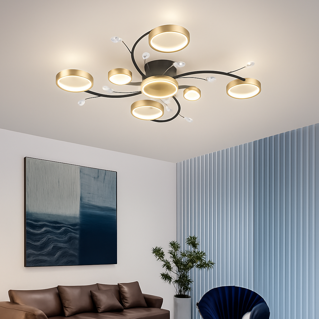 lustre led moderne en cristal pour éclairage intérieur - vue 5 sur 9
