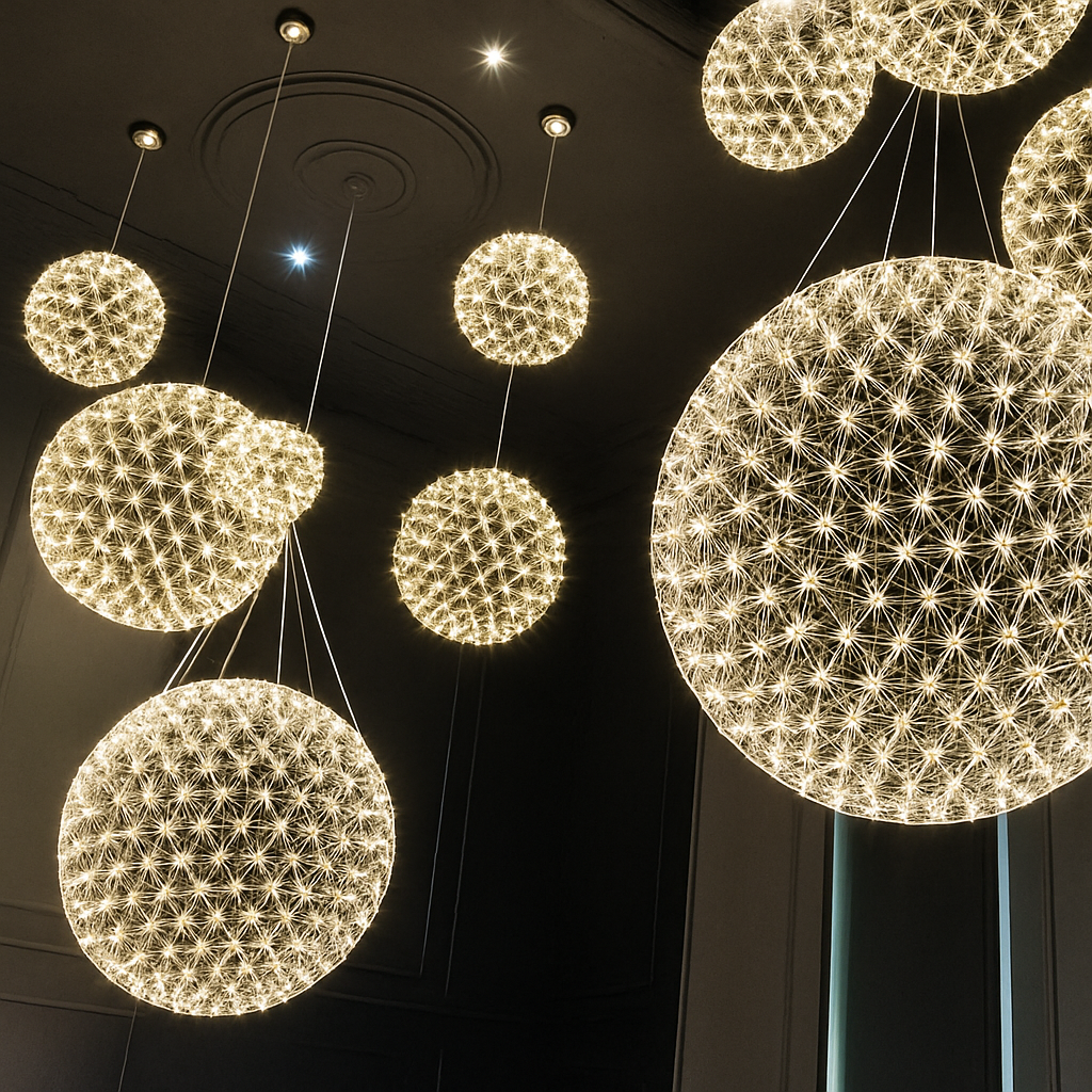lustre led suspendu design moderne en forme de boule - vue 6 sur 8