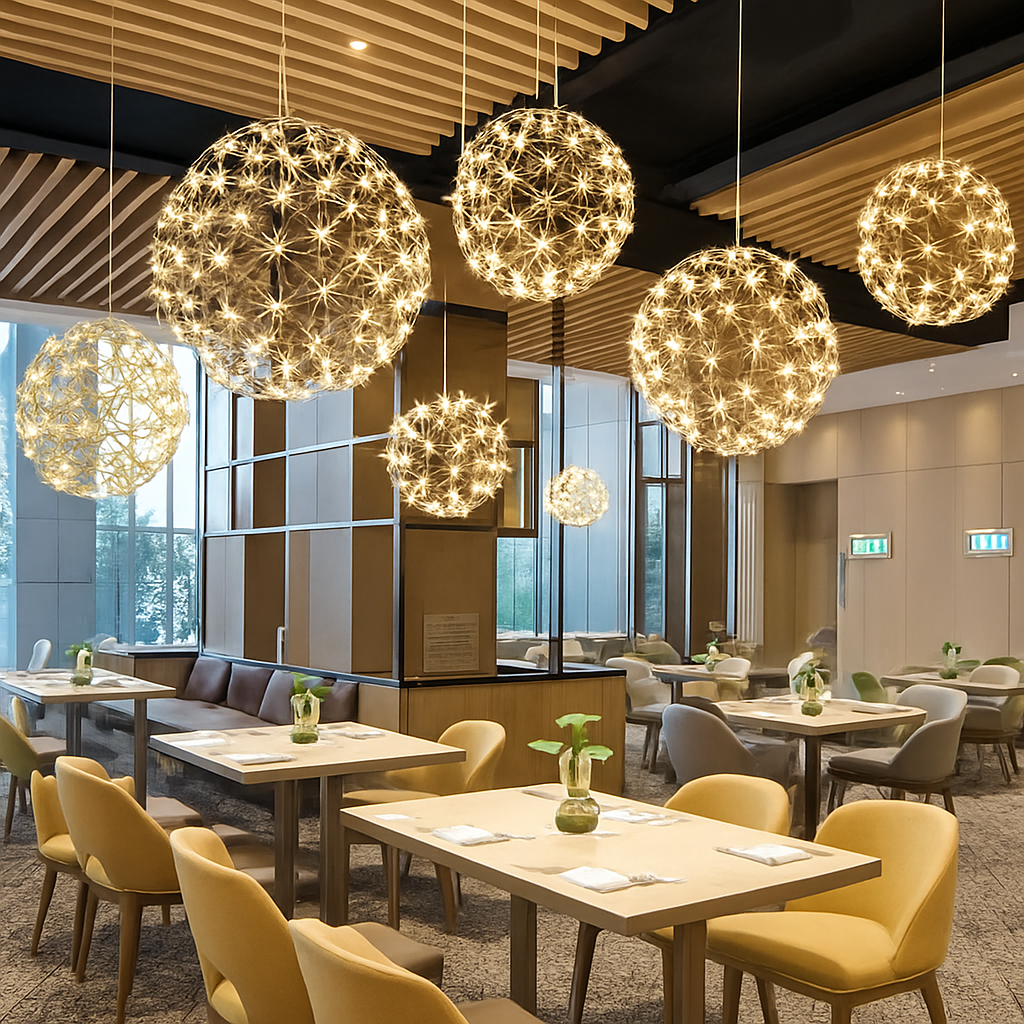 lustre led suspendu design moderne en forme de boule - vue 9 sur 8