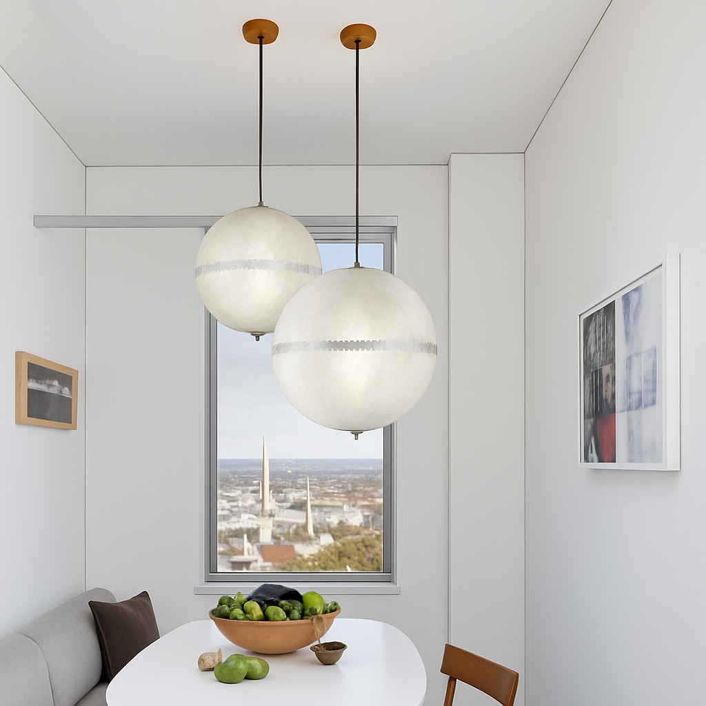 lustre lune led design italien en fibre de verre