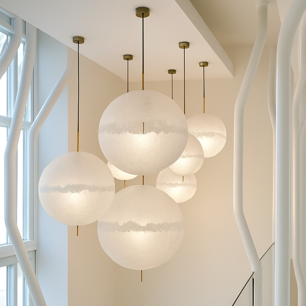 lustre lune led design italien en fibre de verre - vue 4 sur 13