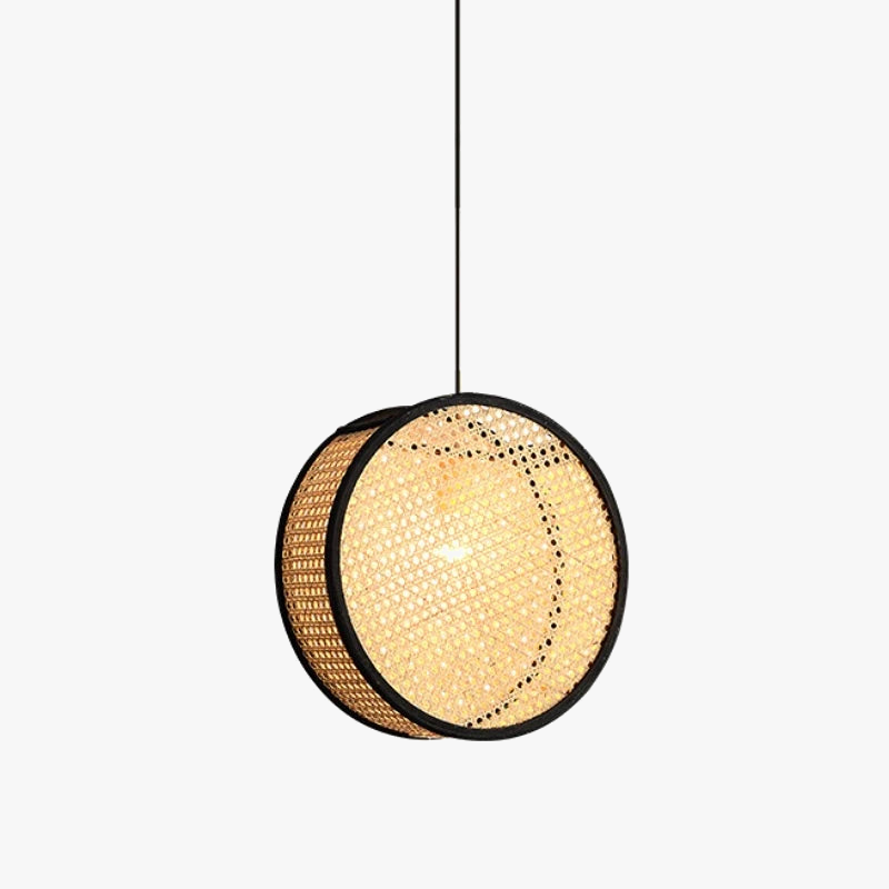 Lustre minimaliste moderne japonais en rotin tissé en bambou