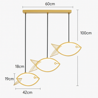 lustre moderne en fer forgé décoration poisson art nordique
