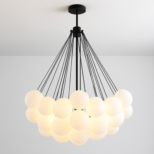 lustre moderne en verre dépoli avec suspension