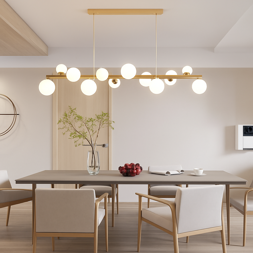 lustre moderne à led imitation fer et bois décoratif - vue 3 sur 11