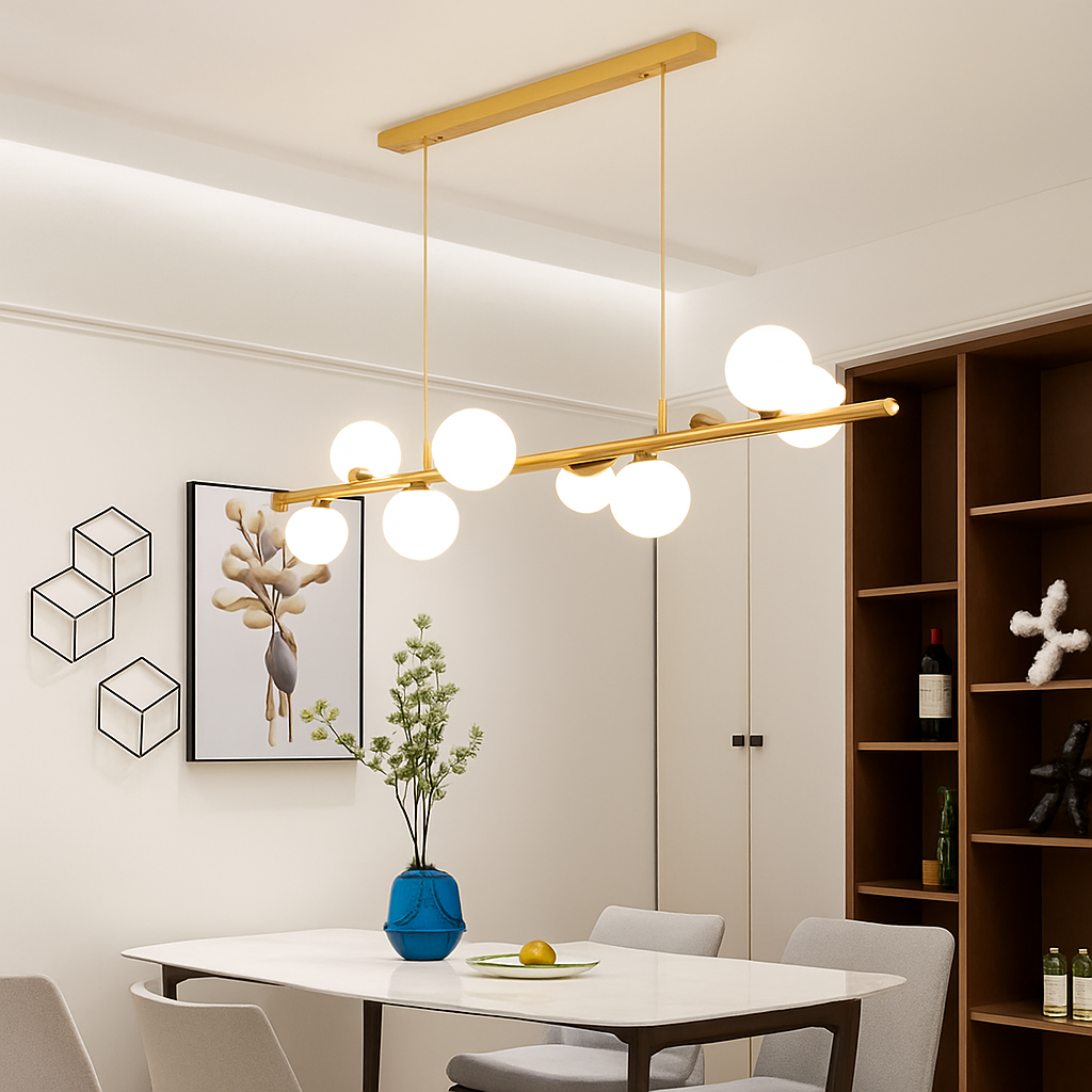 lustre moderne à led imitation fer et bois décoratif - vue 5 sur 11