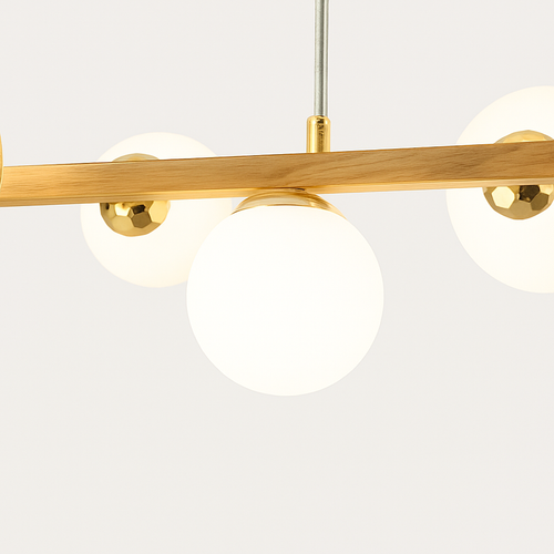lustre moderne à led imitation fer et bois décoratif