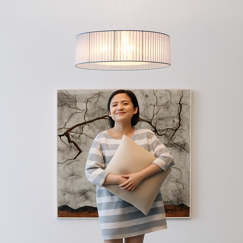 lustre moderne nordique en fer avec abat-jour en gaze