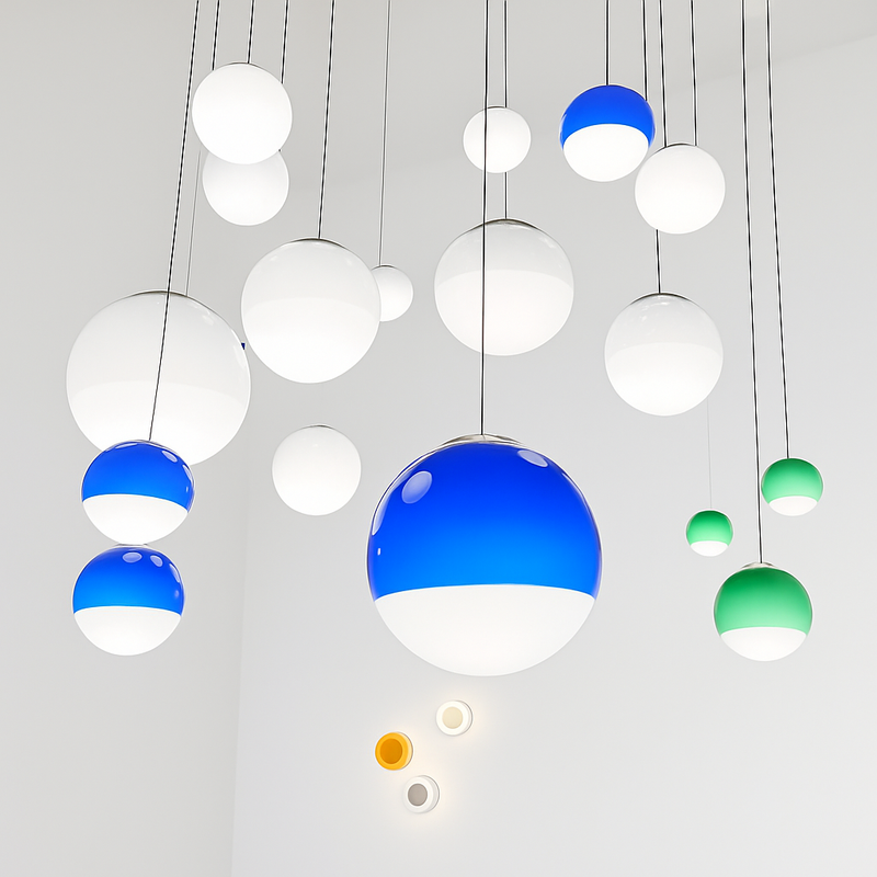 lustre nordique en verre dégradé à suspension led créatif