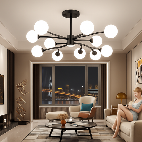 lustre nordique led boule de verre décoratif pour maison