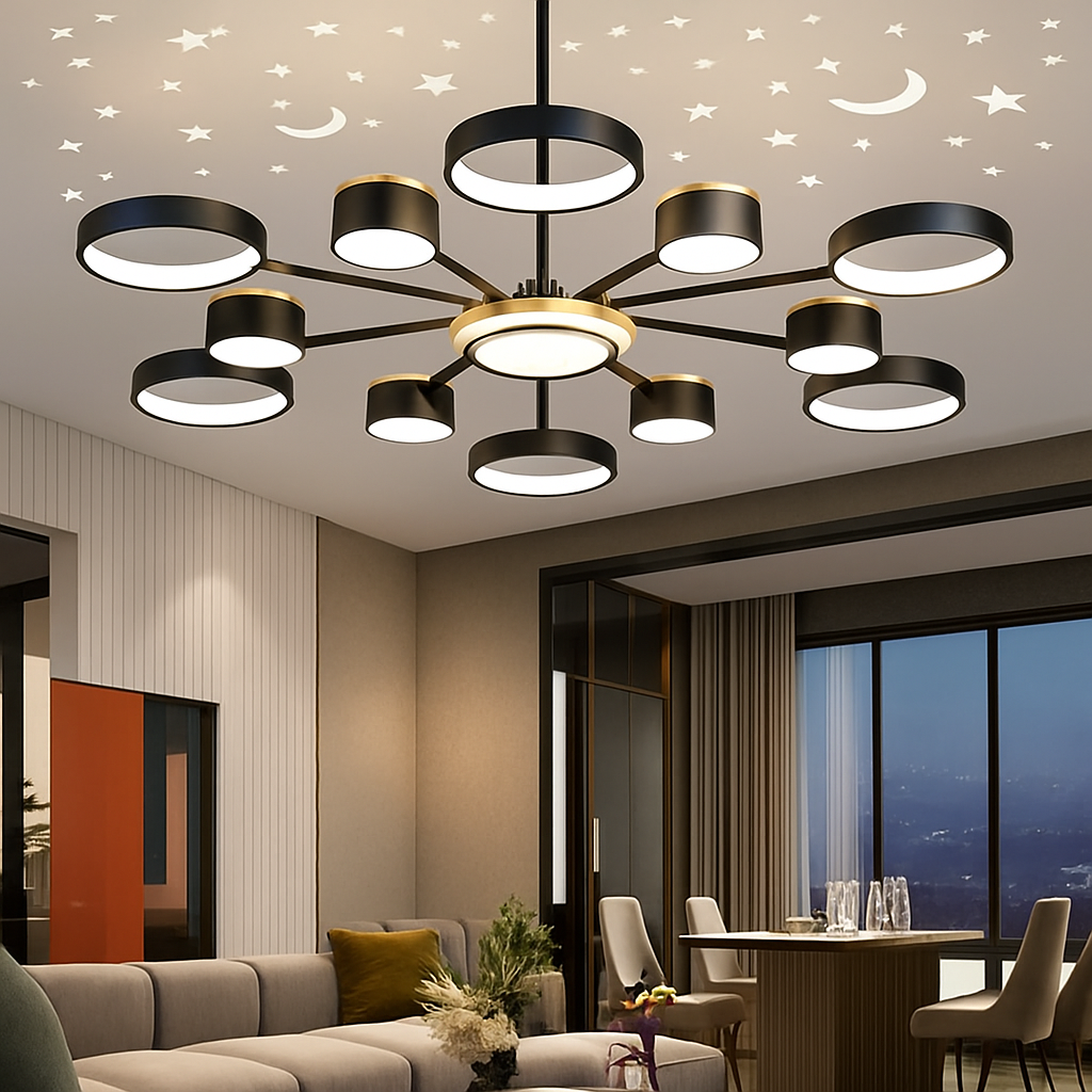 lustre romantique étoilé moderne 6 lumières créatif - vue 4 sur 16