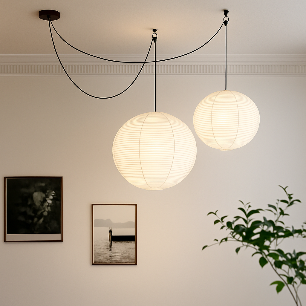 lustre rond en papier de riz pour décoration intérieure - vue 4 sur 14