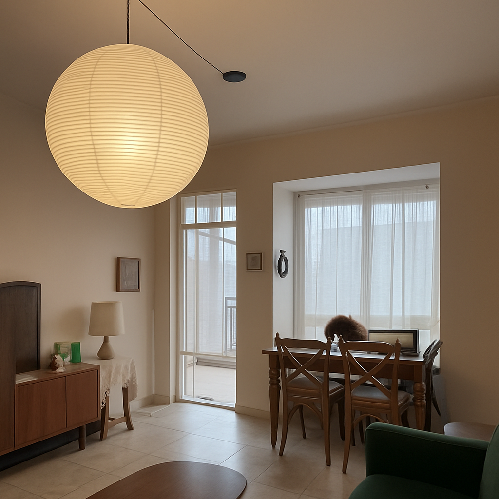 lustre rond en papier de riz pour décoration intérieure - vue 6 sur 14