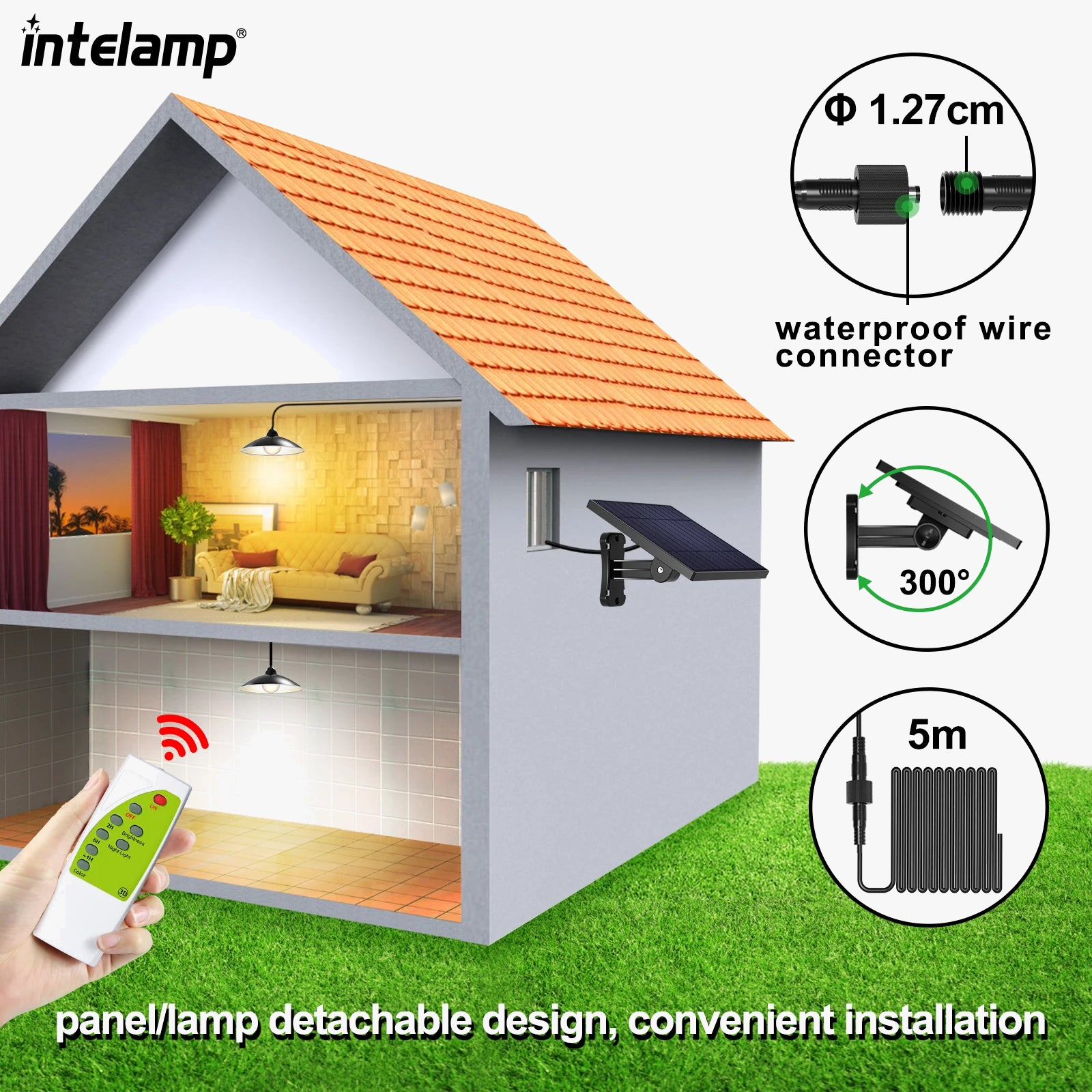 lustre solaire lumineux avec télécommande pour l'extérieur