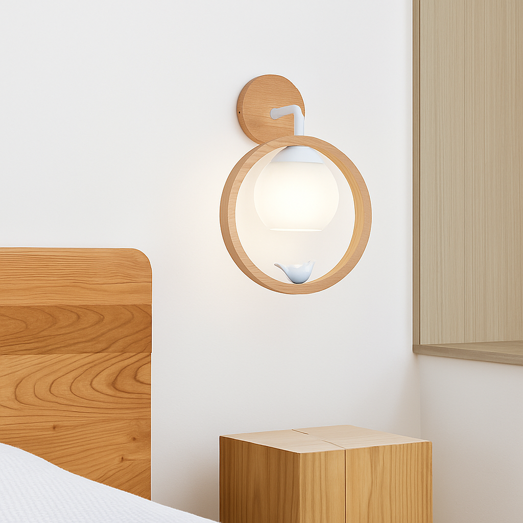 lustre suspendu en bois design oiseau pour décoration intérieure - vue 8 sur 12