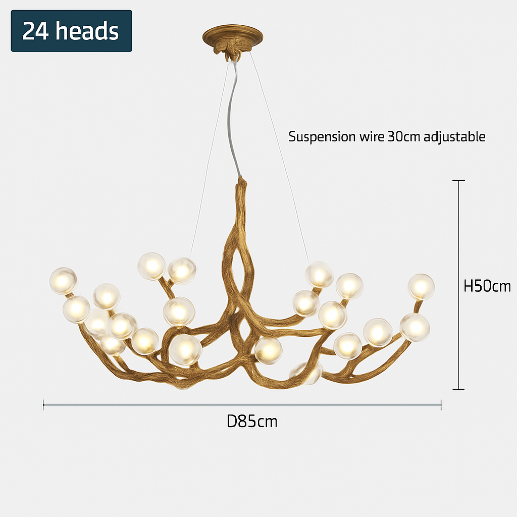 lustre suspendu en résine style moderne lampe rétro branche d'arbre - vue 8 sur 10