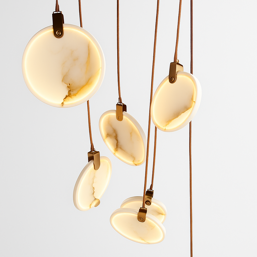 lustre suspendu moderne en marbre pour décoration ronde - vue 6 sur 10