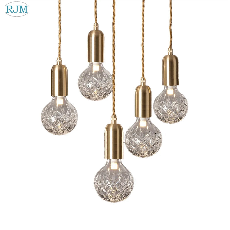 lustre suspension led créative en verre cristal postmoderne