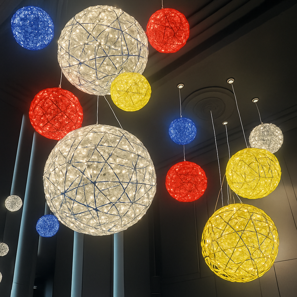 lustre suspension loft en acier inoxydable led spark ball - vue 3 sur 8
