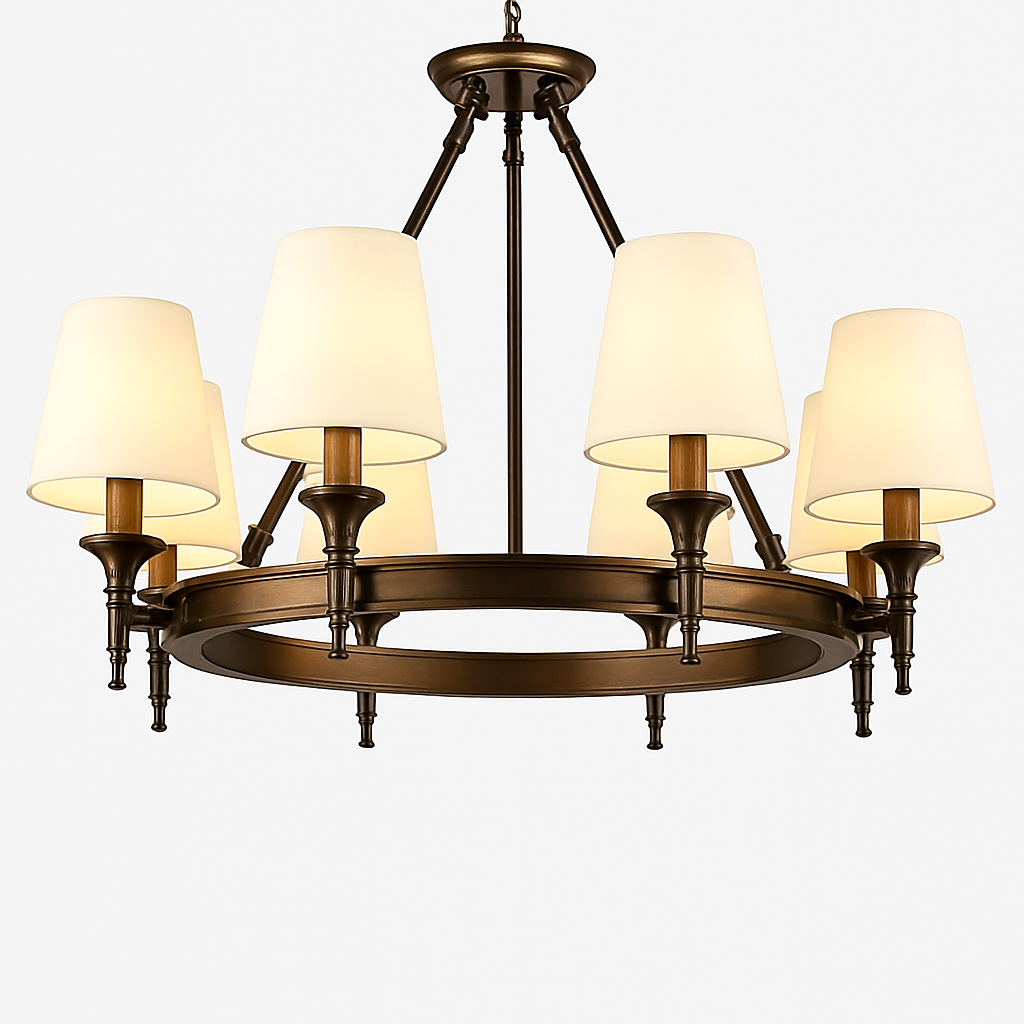 lustre vintage américain en tissu style campagnard pour intérieur - vue 7 sur 13