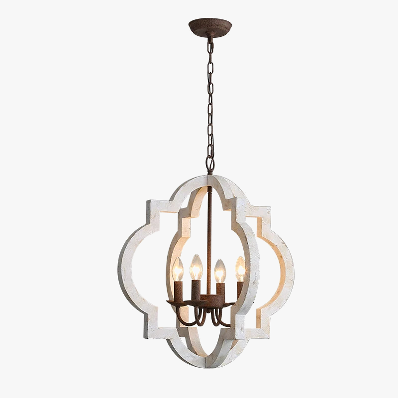 Lustre Vintage en bois massif pour salon