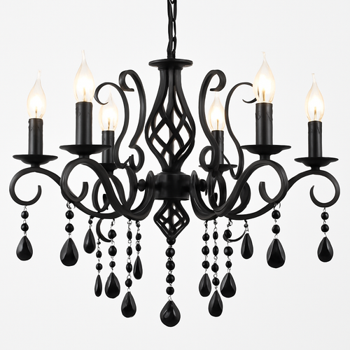 lustre vintage en cristal et fer forgé pour un éclairage élégant