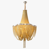 Lustres argentés modernes allumant le lustre de luxe de salon avec les lumières de gland en aluminium de chambre à coucher de frange d'or pour la cuisine