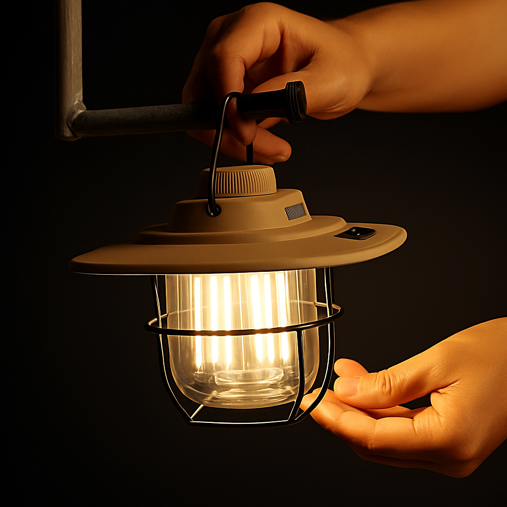 mini lanternes suspendues métal vintage lampe camping rechargeable étanche - vue 4 sur 9