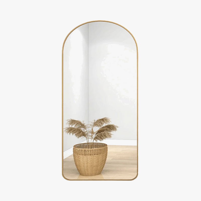 miroir de sol plein long design semi-circulaire pour intérieur