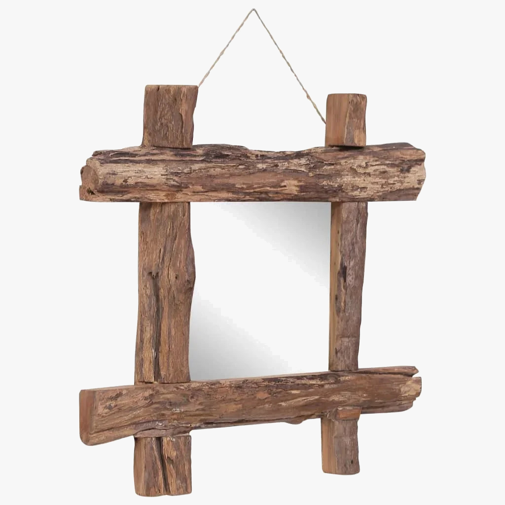 miroir en rondins naturels décoration murale en bois massif