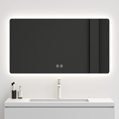 miroir intelligent rectangulaire à écran tactile avec éclairage led