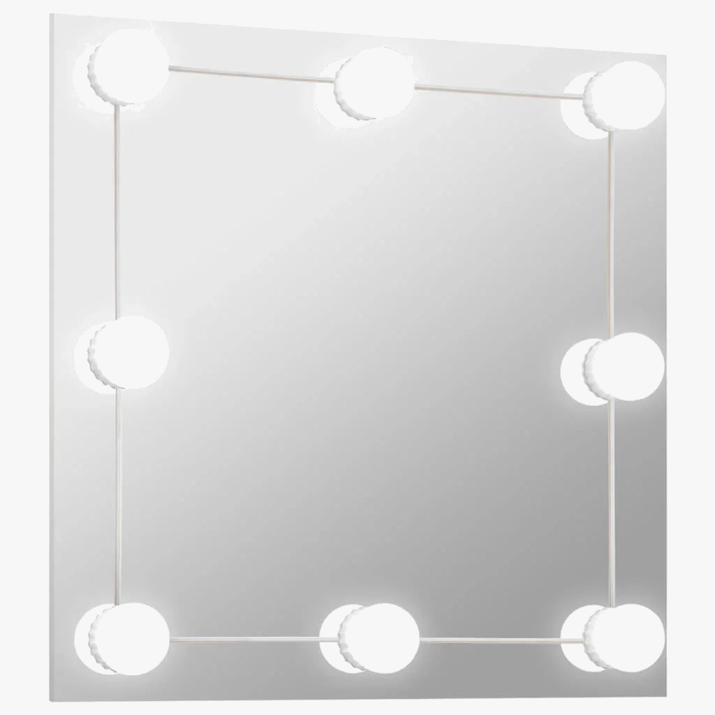 miroir mural avec éclairage led décoratif carré en verre