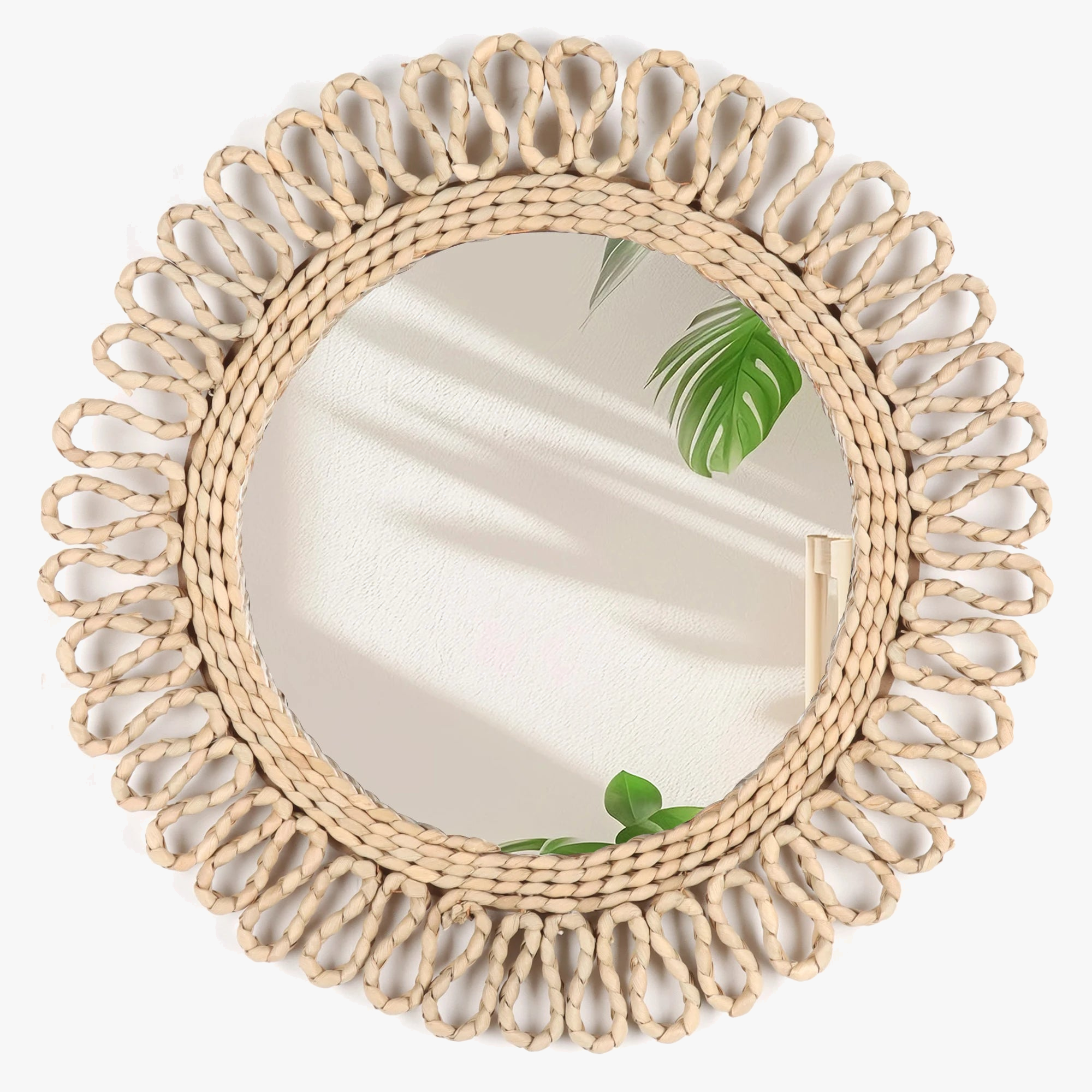 miroir mural circulaire tissé style bohème déco suspendue