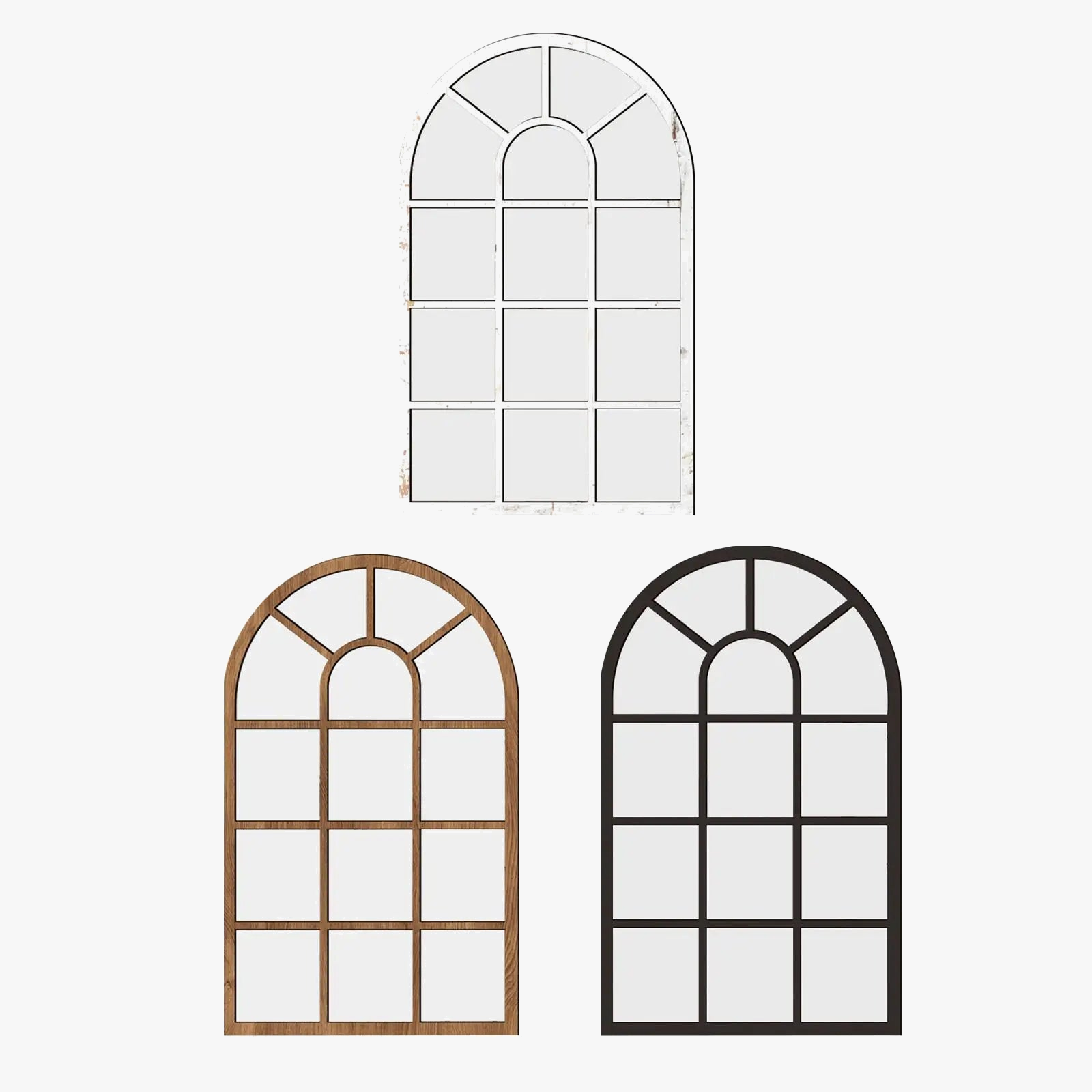 miroir mural rustique en forme de fenêtre arquée minimaliste décoratif