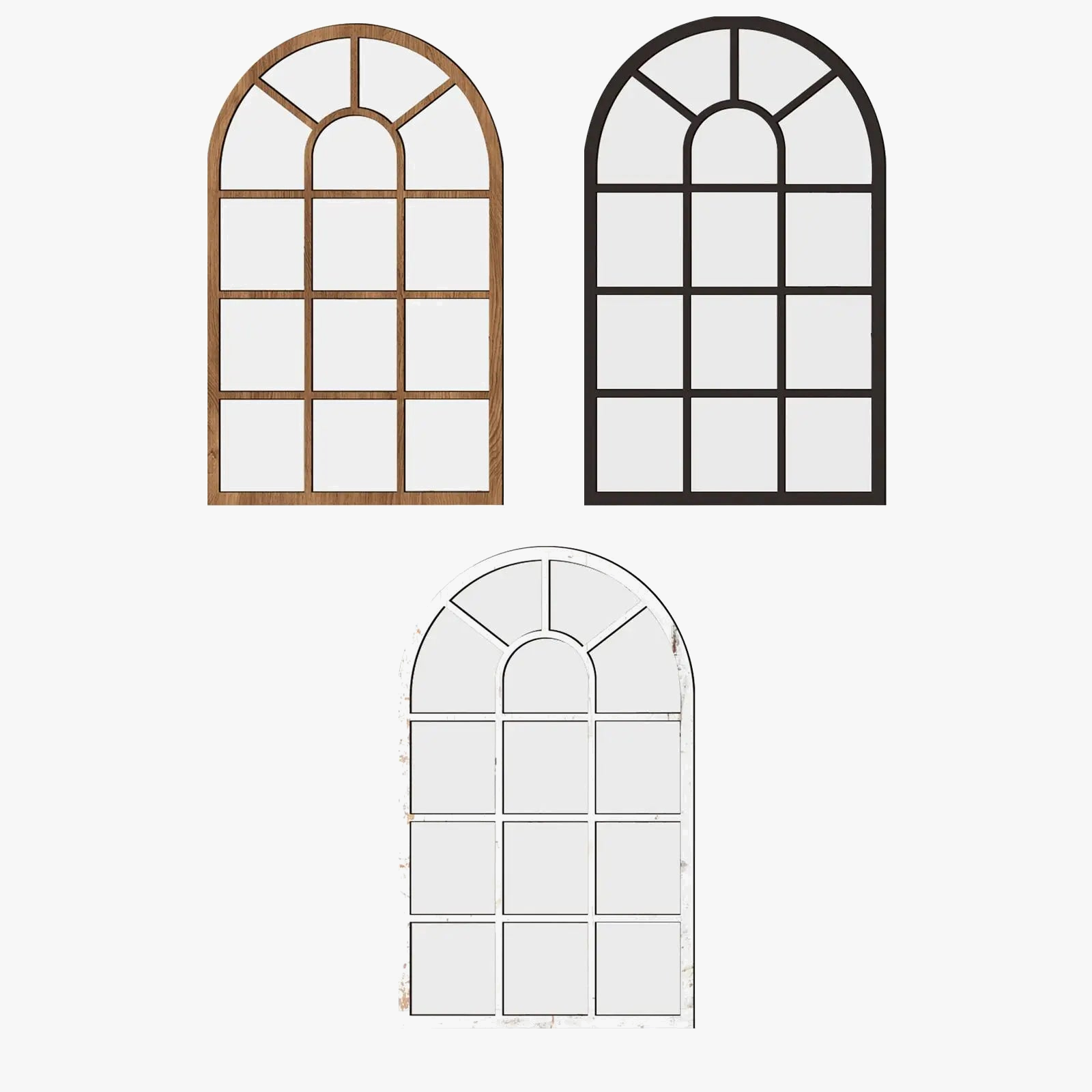 miroir mural rustique en forme de fenêtre arquée minimaliste décoratif