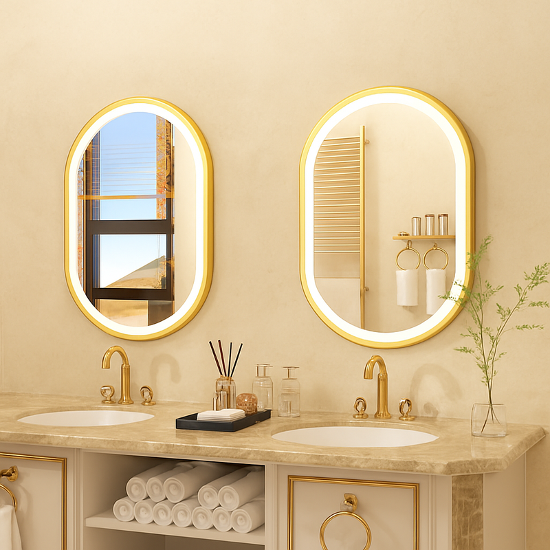 miroir ovale intelligent antibuée avec éclairage led ajustable