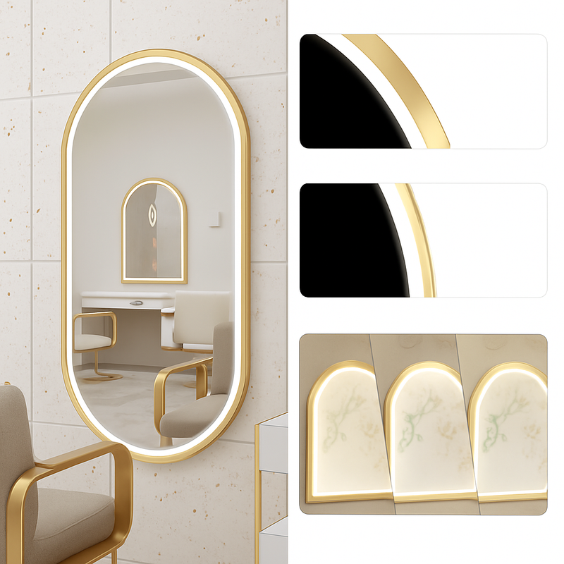miroir ovale intelligent antibuée avec éclairage led ajustable