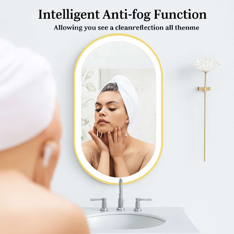 miroir ovale intelligent antibuée avec éclairage led ajustable