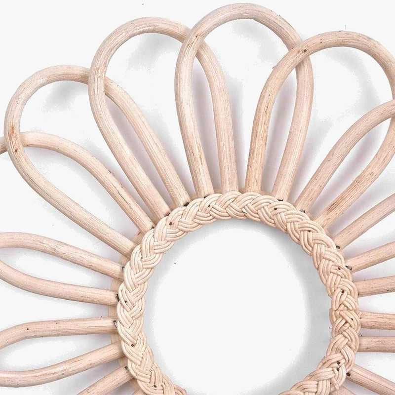 miroir rond vintage en rotin style bohème chic