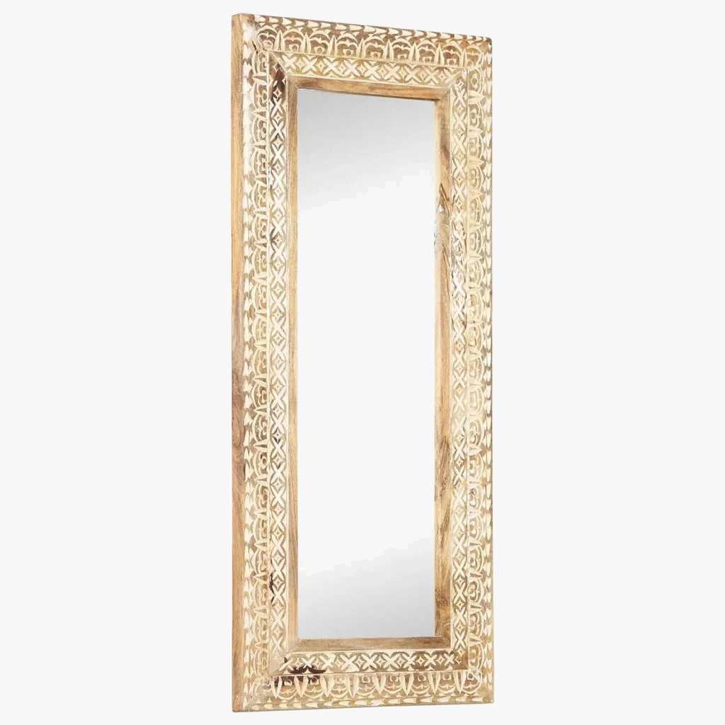 miroir sculpté en bois de manguier décoration murale artisanale